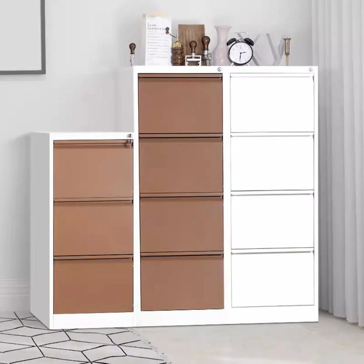 Vertical Metal White File Cabinet with Secure Storage Image - 3
