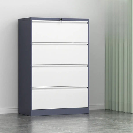 Vertical Metal White Storage Unit Lockable Filing Cabinet Image - 25