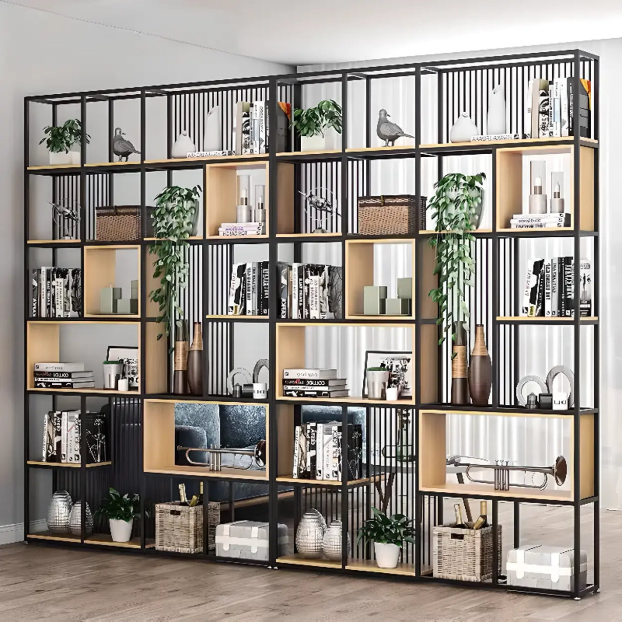 Vertical Modern Alloy Frame Etagere Display Bookcase Image - 1