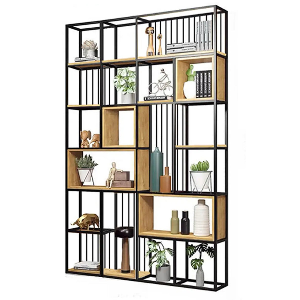 Vertical Modern Alloy Frame Etagere Display Bookcase Image - 10