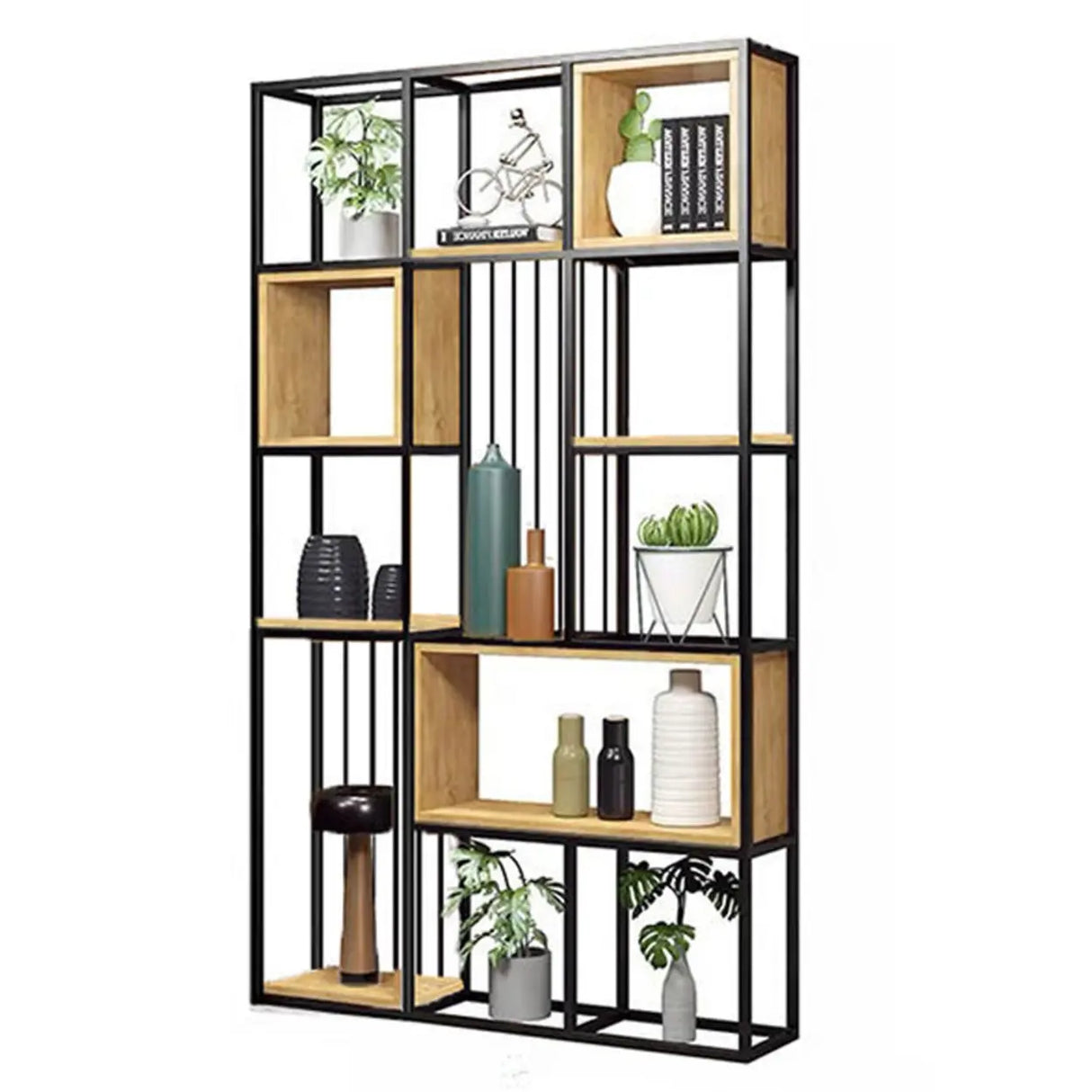 Vertical Modern Alloy Frame Etagere Display Bookcase Image - 11