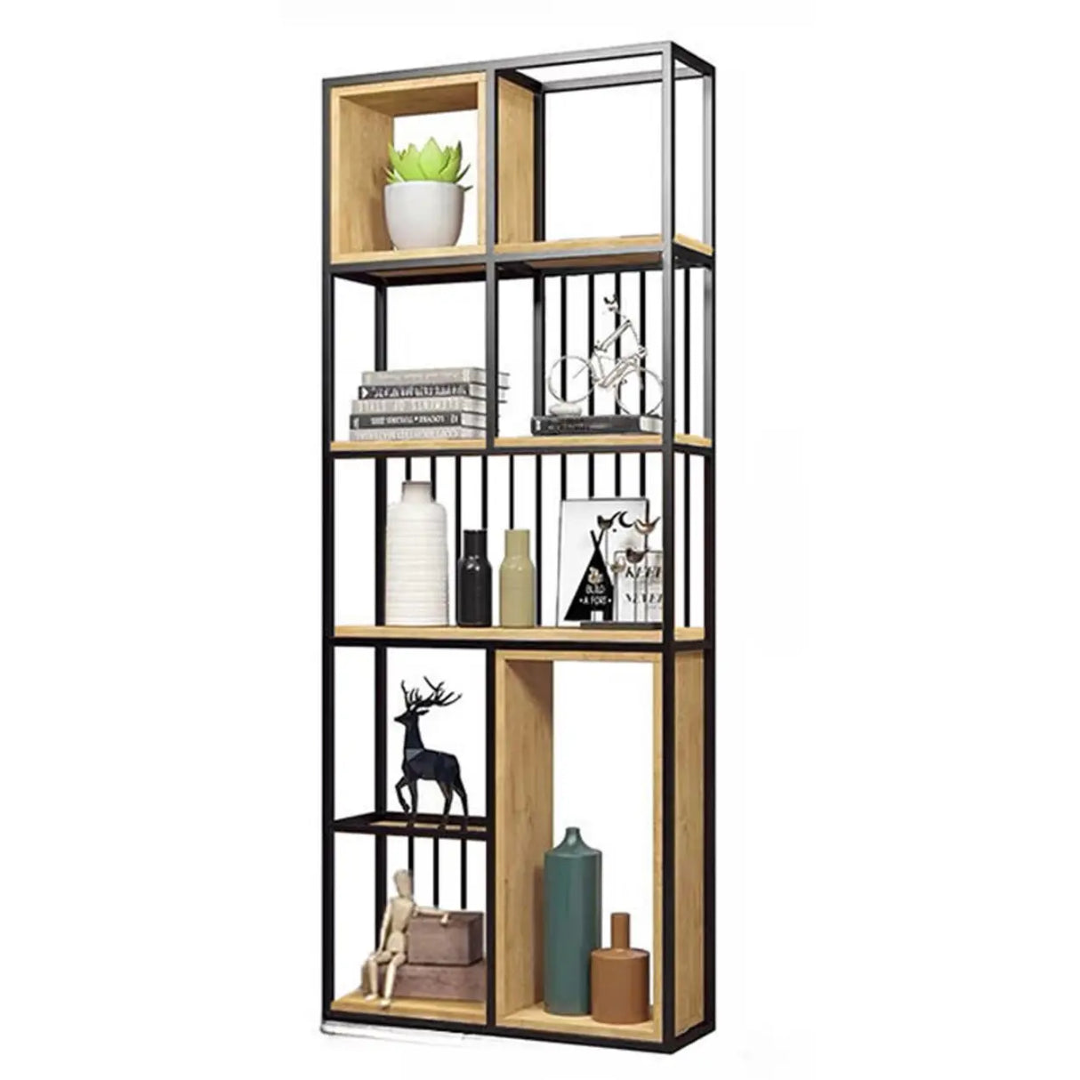 Vertical Modern Alloy Frame Etagere Display Bookcase Image - 12