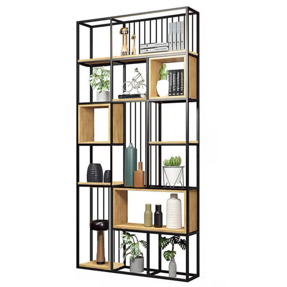 Vertical Modern Alloy Frame Etagere Display Bookcase Image - 13