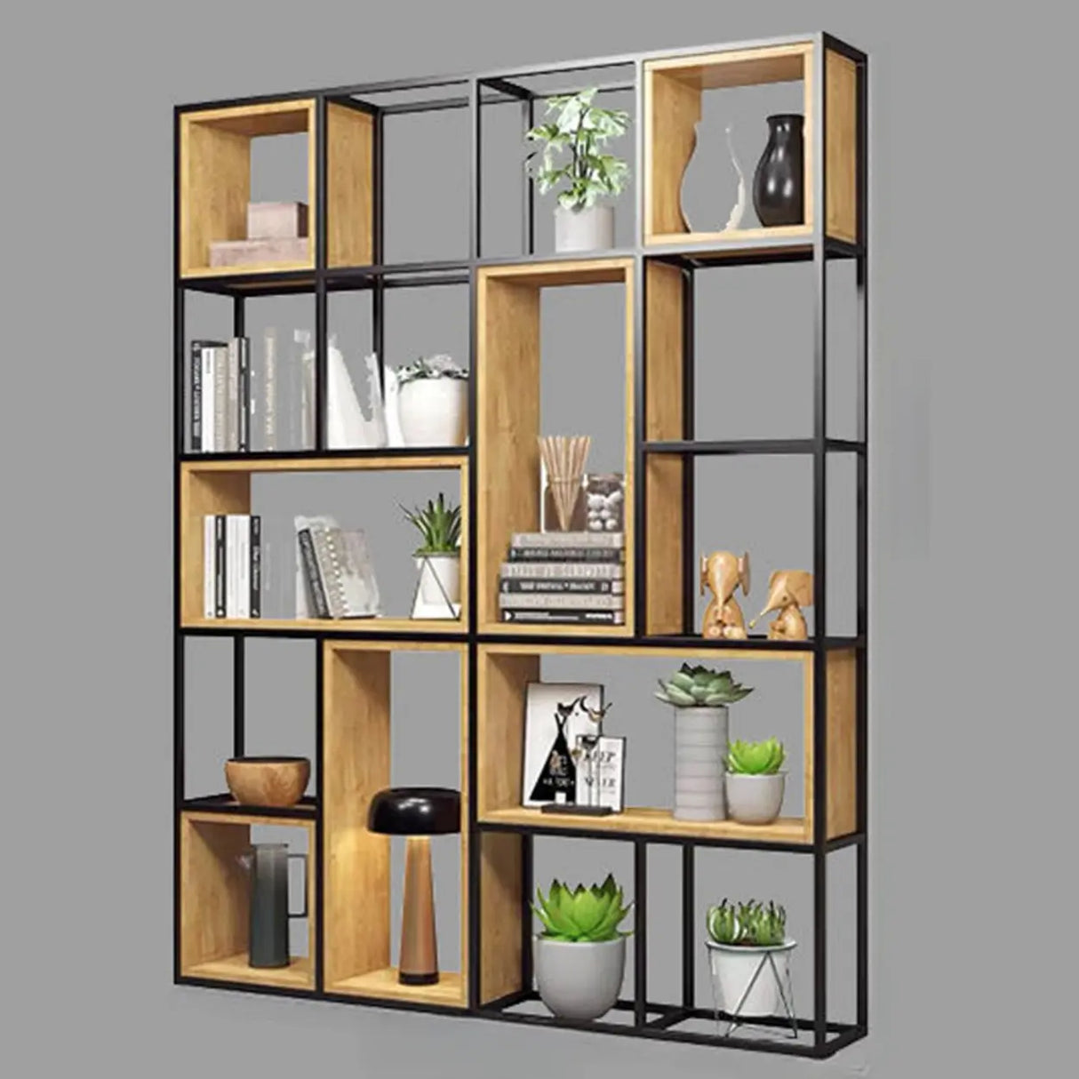 Vertical Modern Alloy Frame Etagere Display Bookcase Image - 15
