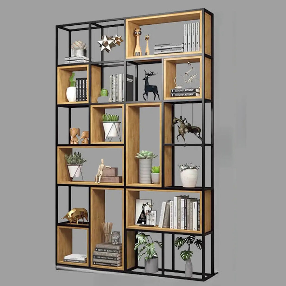 Vertical Modern Alloy Frame Etagere Display Bookcase Image - 16