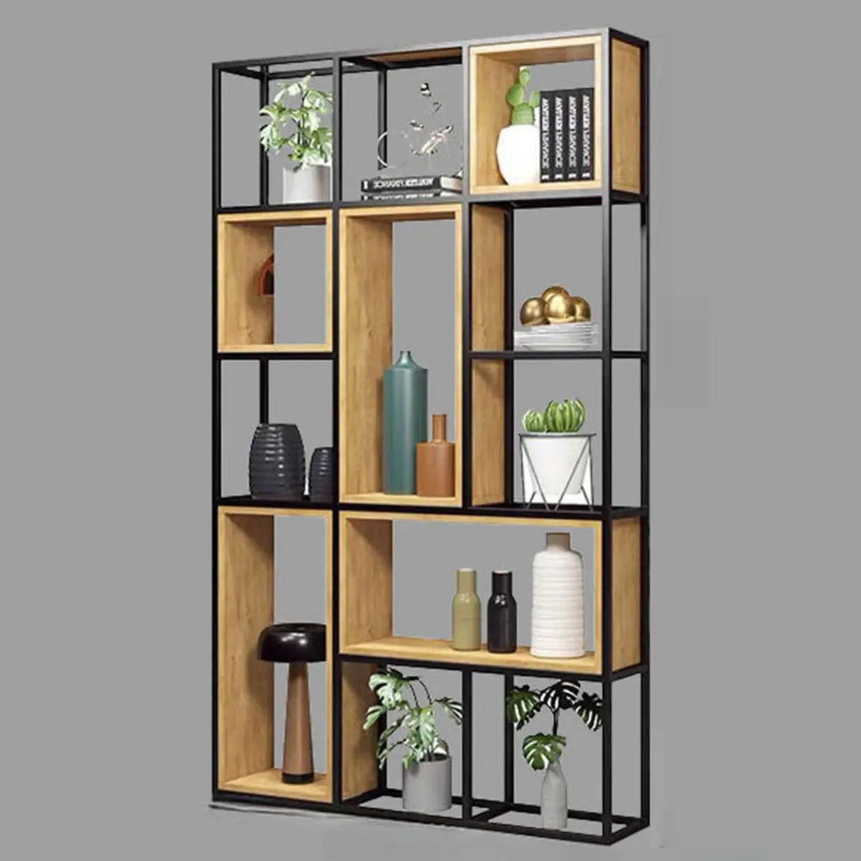 Vertical Modern Alloy Frame Etagere Display Bookcase Image - 17