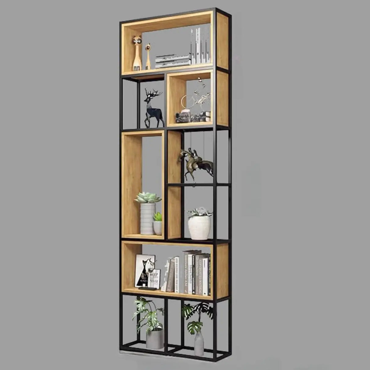 Vertical Modern Alloy Frame Etagere Display Bookcase Image - 20