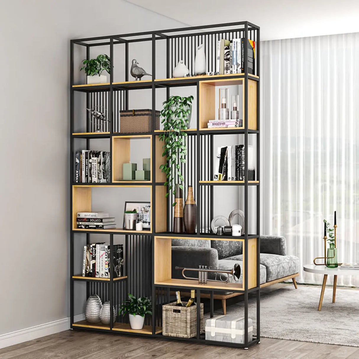 Vertical Modern Alloy Frame Etagere Display Bookcase Image - 3