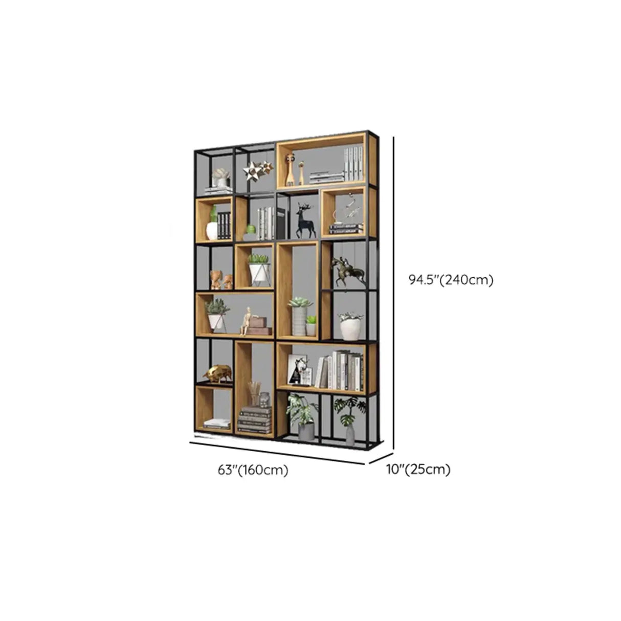 Vertical Modern Alloy Frame Etagere Display Bookcase Image - 32