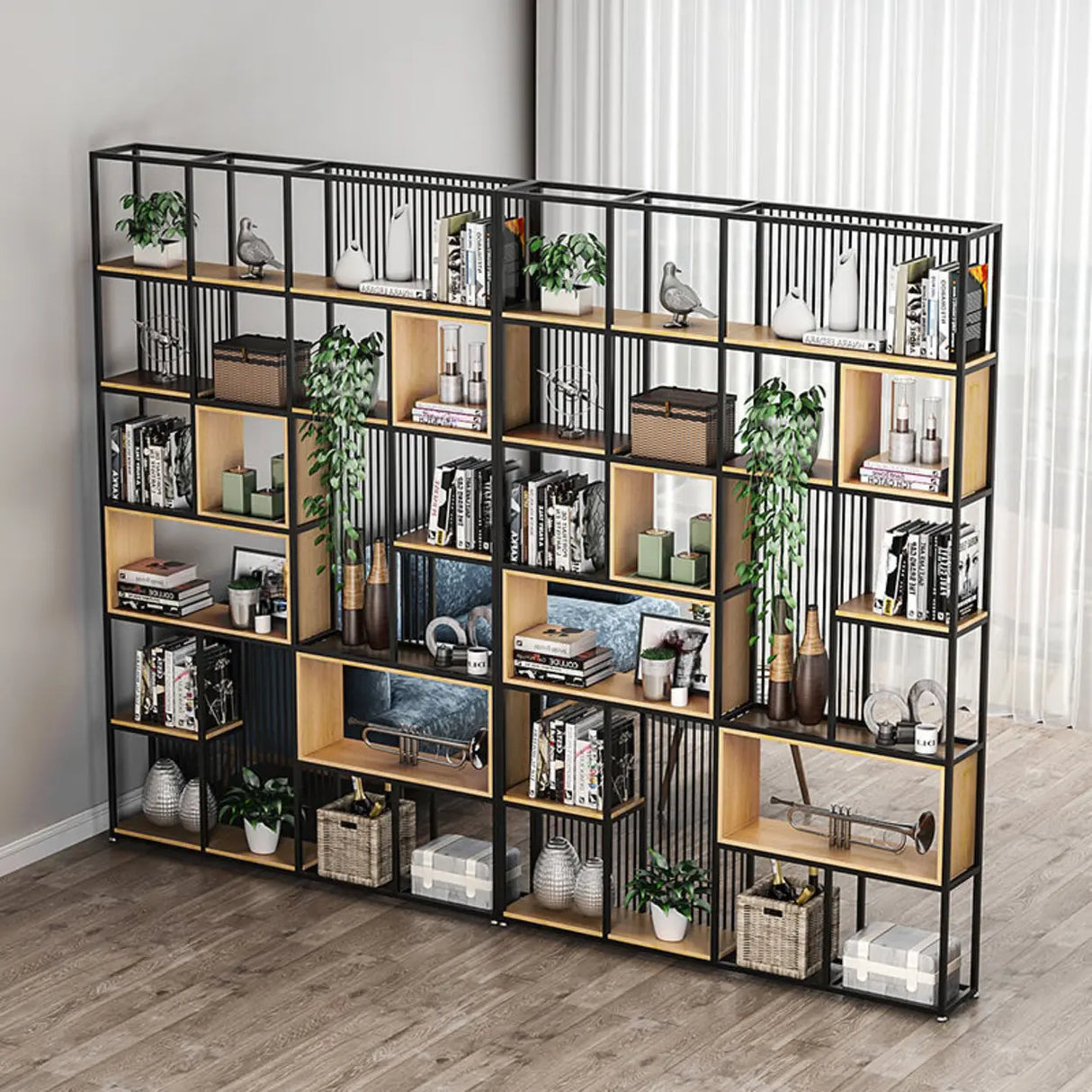 Vertical Modern Alloy Frame Etagere Display Bookcase Image - 4