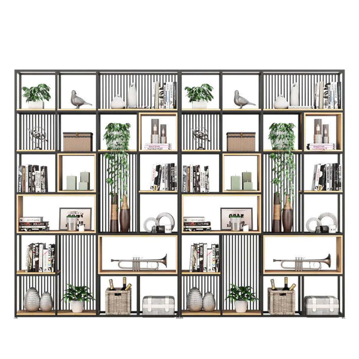 Vertical Modern Alloy Frame Etagere Display Bookcase Image - 5