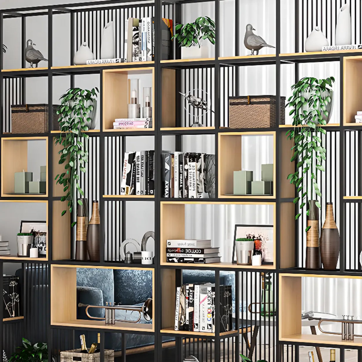 Vertical Modern Alloy Frame Etagere Display Bookcase Image - 7
