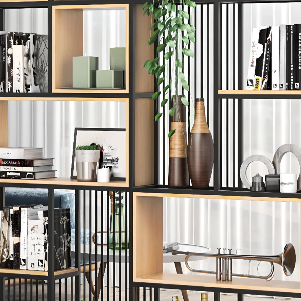 Vertical Modern Alloy Frame Etagere Display Bookcase Image - 8
