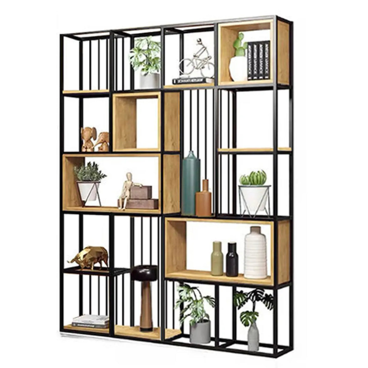 Vertical Modern Alloy Frame Etagere Display Bookcase Image - 9