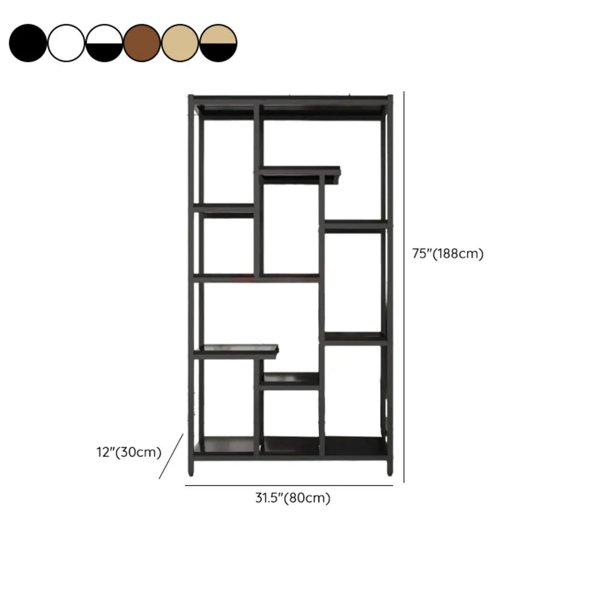Vertical Modern Alloy Frame Open Etagere Bookshelf 