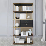 Vertical Modern Gold Drawers Alloy Display Bookcase Image - 3