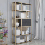 Vertical Modern Gold Drawers Alloy Display Bookcase Image - 4