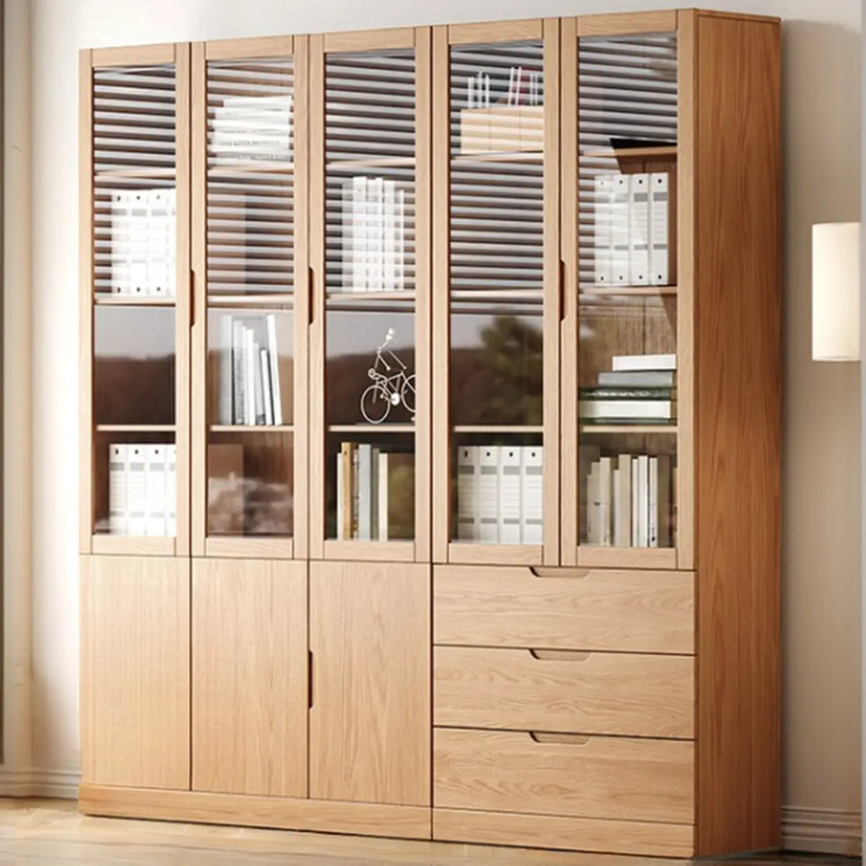 Vertical Modern Nordic Cabinet Wood Bookcase - Sepia 3-Person Image - 1