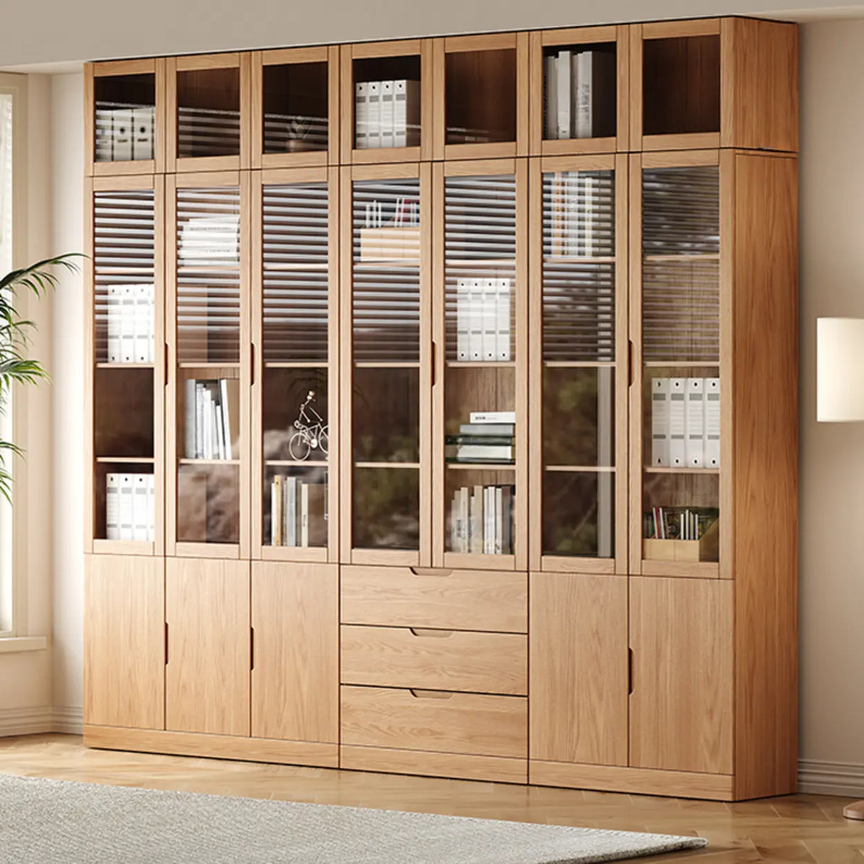Vertical Modern Nordic Cabinet Wood Bookcase - Sepia 3-Person Image - 4