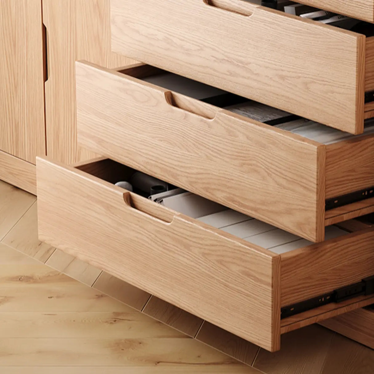Vertical Modern Nordic Cabinet Wood Bookcase - Sepia 3-Person Image - 7