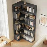 Vertical Open Back Wooden Corner Storage Bookcases Image - 10
