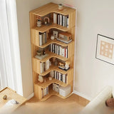 Vertical Open Back Wooden Corner Storage Bookcases Image - 17