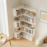 Vertical Open Back Wooden Corner Storage Bookcases Image - 7