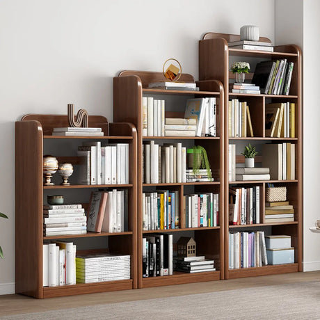 Vertical Retro Curved Wooden Open Display Bookcase Image - 1