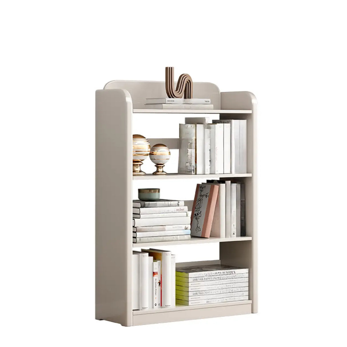 Vertical Retro Curved Wooden Open Display Bookcase Image - 10