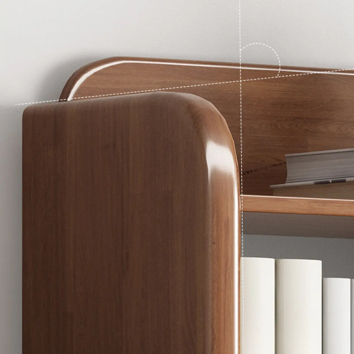 Vertical Retro Curved Wooden Open Display Bookcase Image - 16