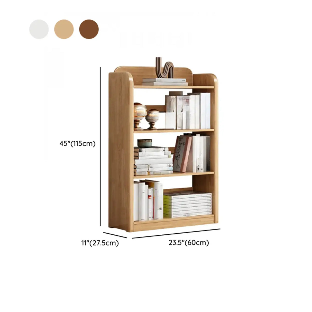 Vertical Retro Curved Wooden Open Display Bookcase 