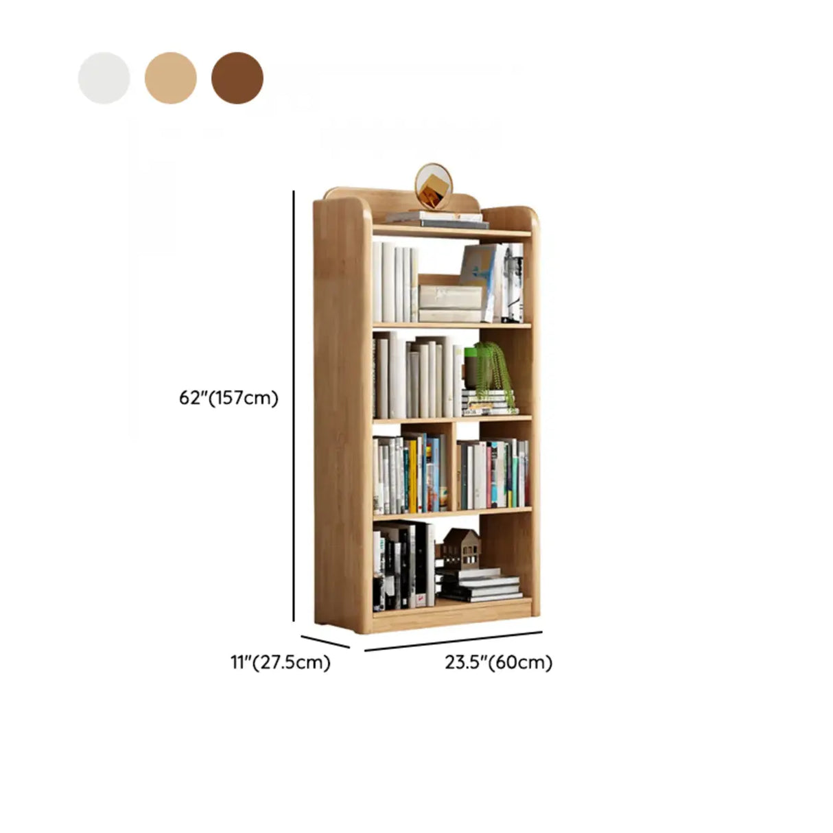 Vertical Retro Curved Wooden Open Display Bookcase Image - 18
