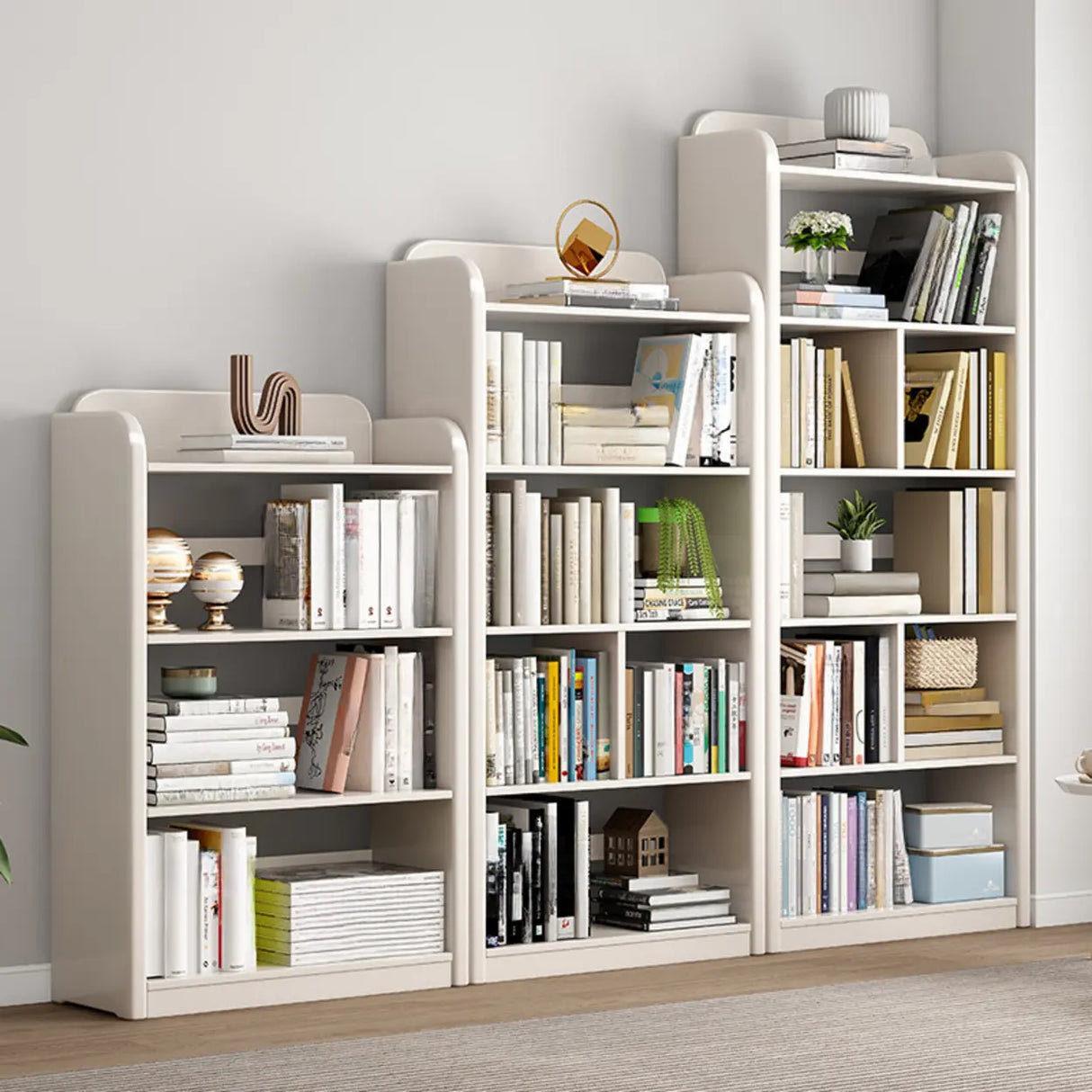 Vertical Retro Curved Wooden Open Display Bookcase Image - 3
