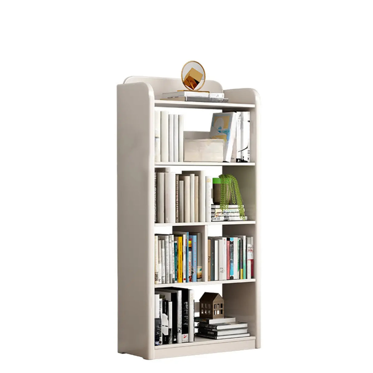 Vertical Retro Curved Wooden Open Display Bookcase Image - 6