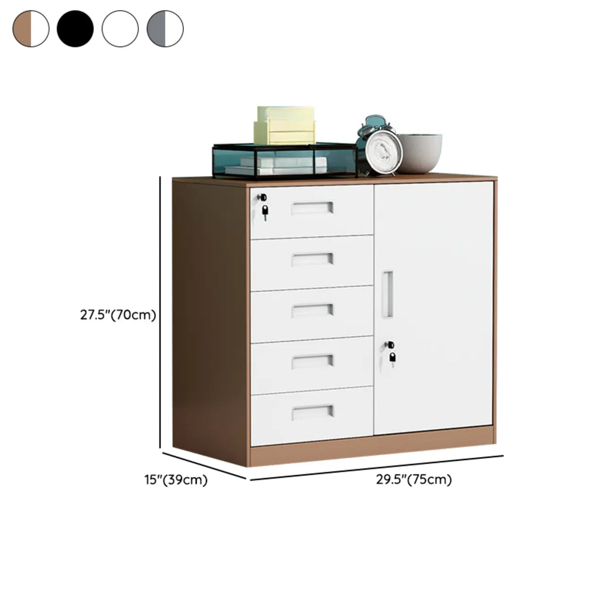 Vertical Steel Filing Cabinet with Lockable Drawers 
