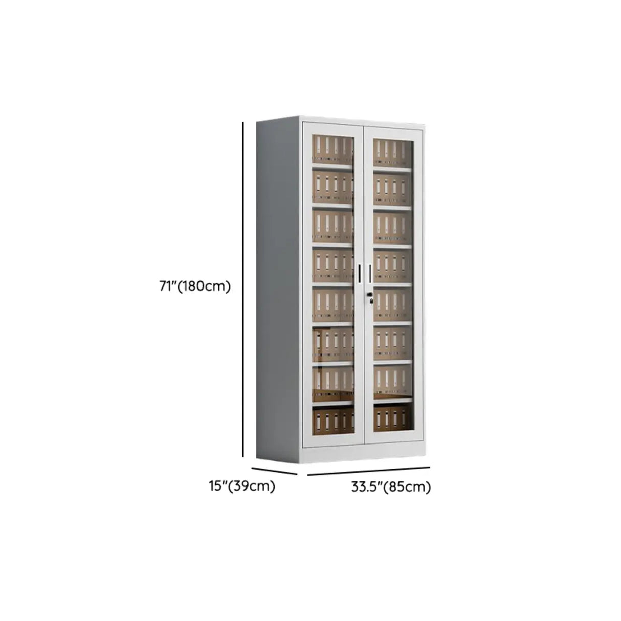 Vertical Steel Glass Door Grey Filing Cabinet Storage Image - 17
