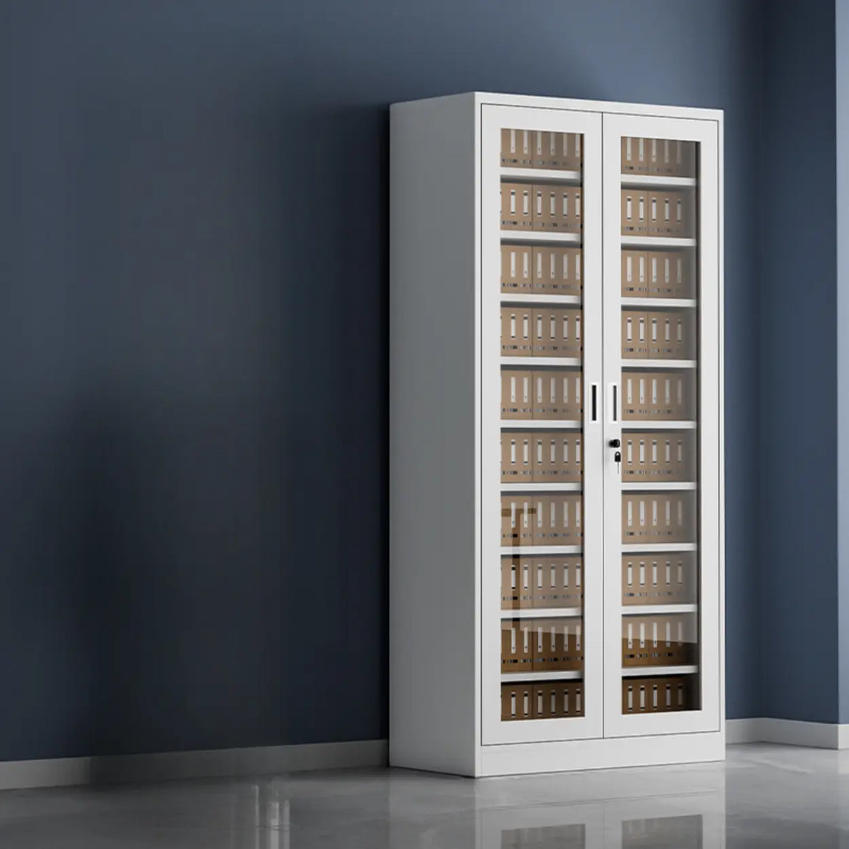 Vertical Steel Glass Door Grey Filing Cabinet Storage Image - 12