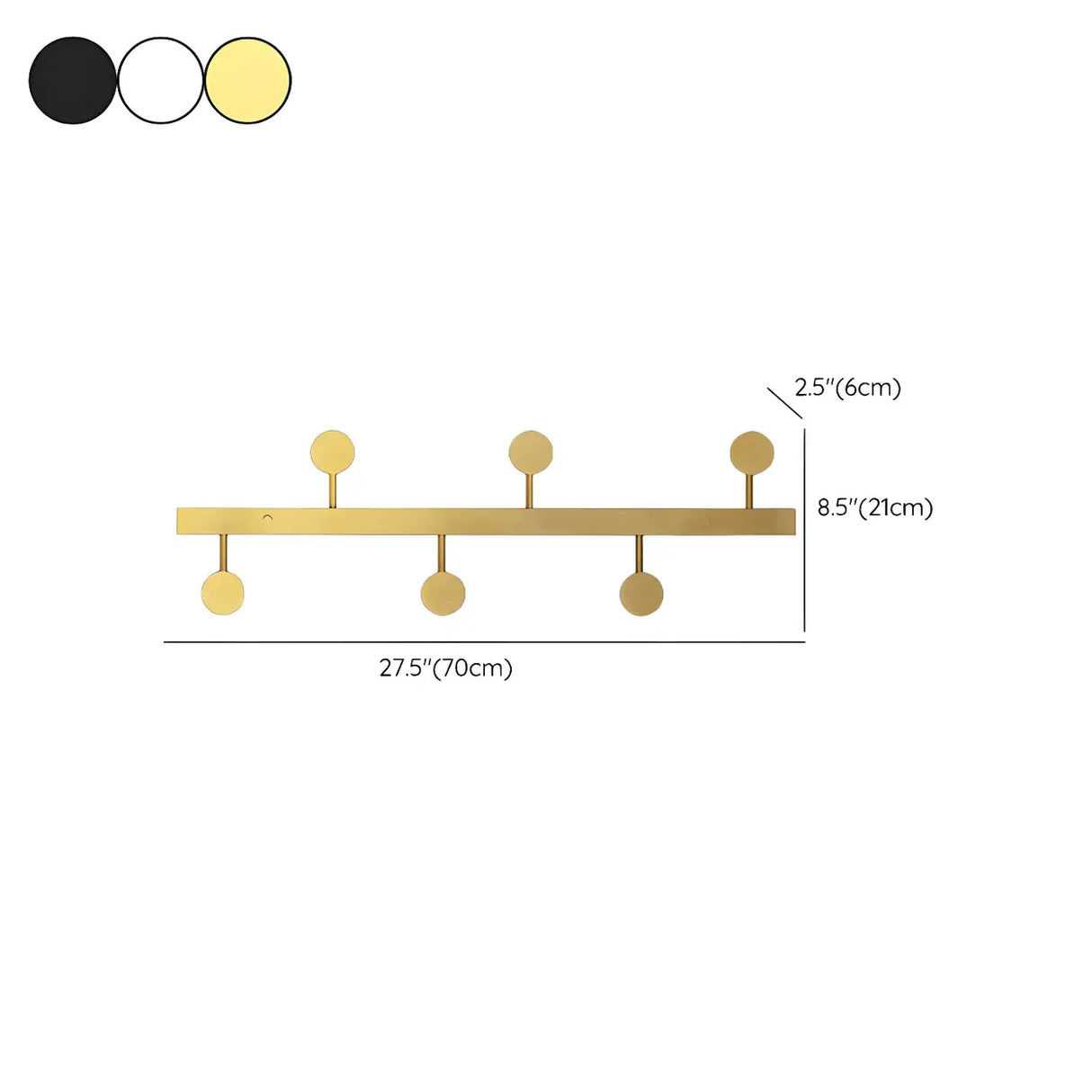 Vertical Steel Gold Wall-Mounted Coat Rack with Hooks 