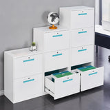 Vertical Steel White Filing Cabinet with Storage Drawers Image - 1