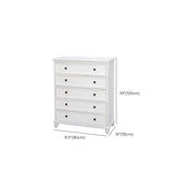 Vertical White Wood Bedside Dresser with 5 Drawers #size