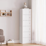 Vertical White Wood Drawers Combo Dresser for Bedroom Image - 1