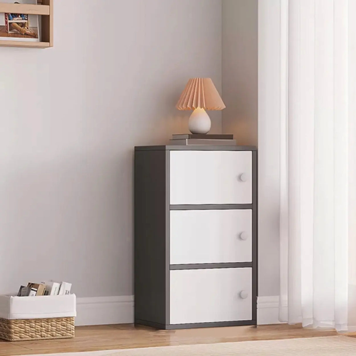Vertical White Wood Drawers Combo Dresser for Bedroom Image - 4