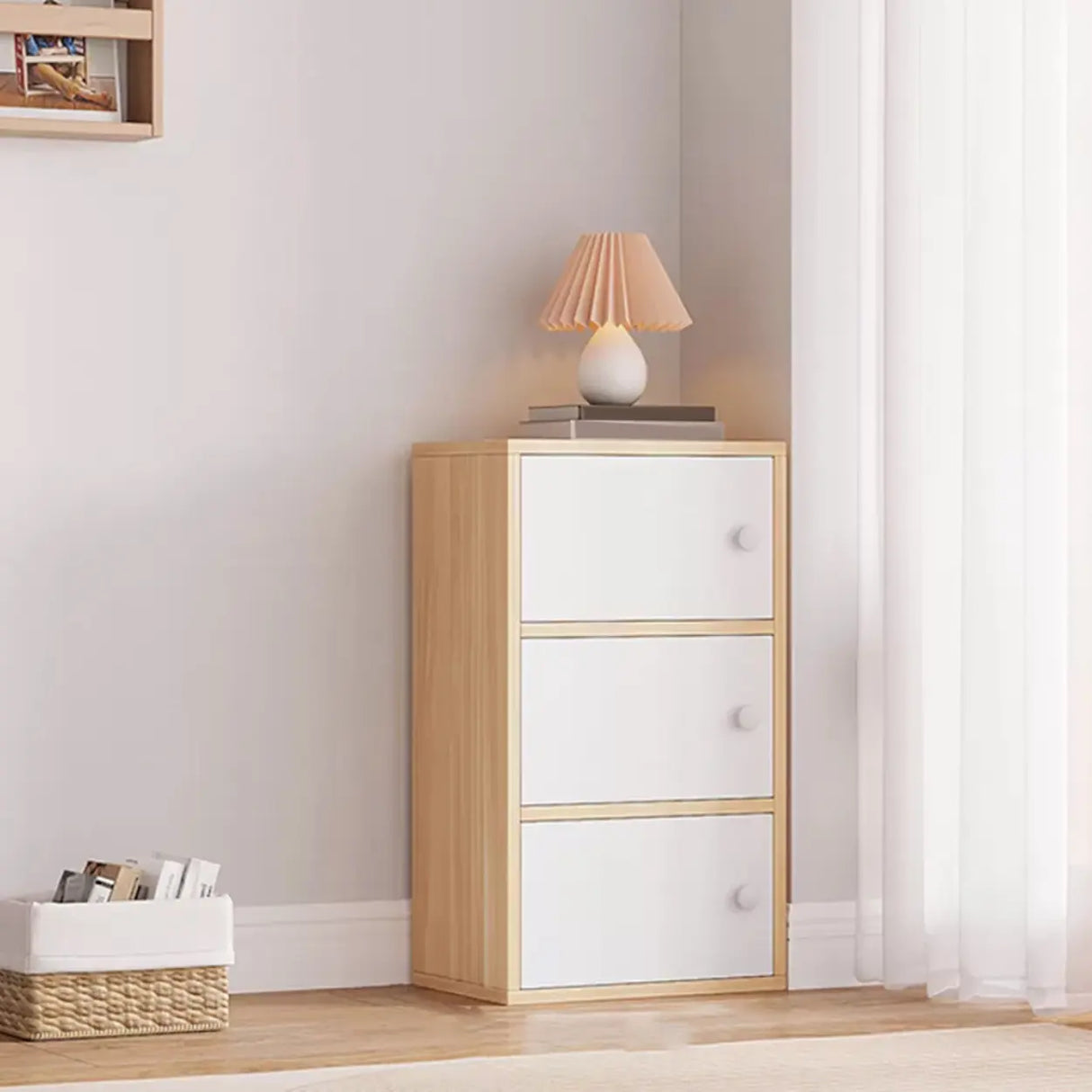 Vertical White Wood Drawers Combo Dresser for Bedroom Image - 5