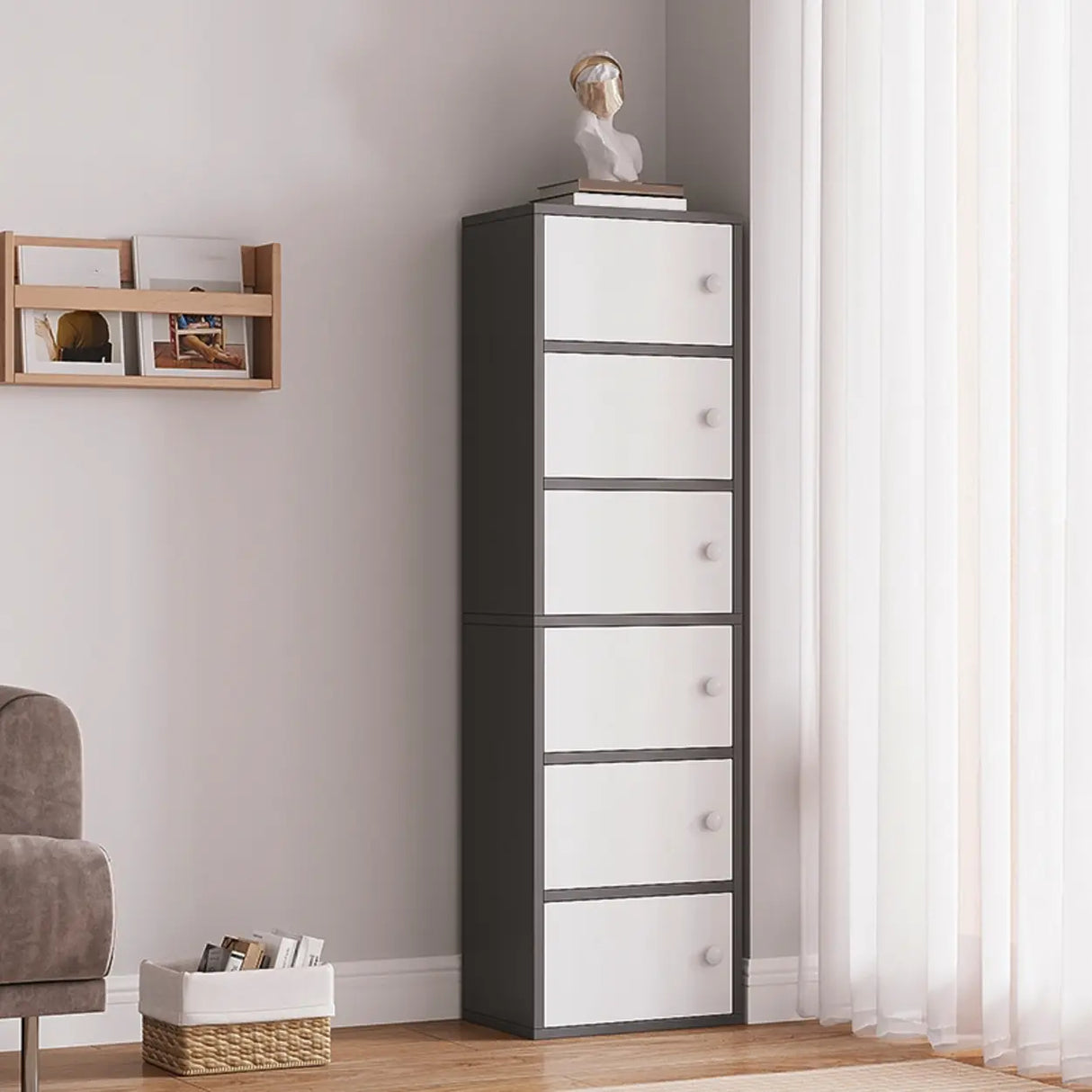 Vertical White Wood Drawers Combo Dresser for Bedroom Image - 9