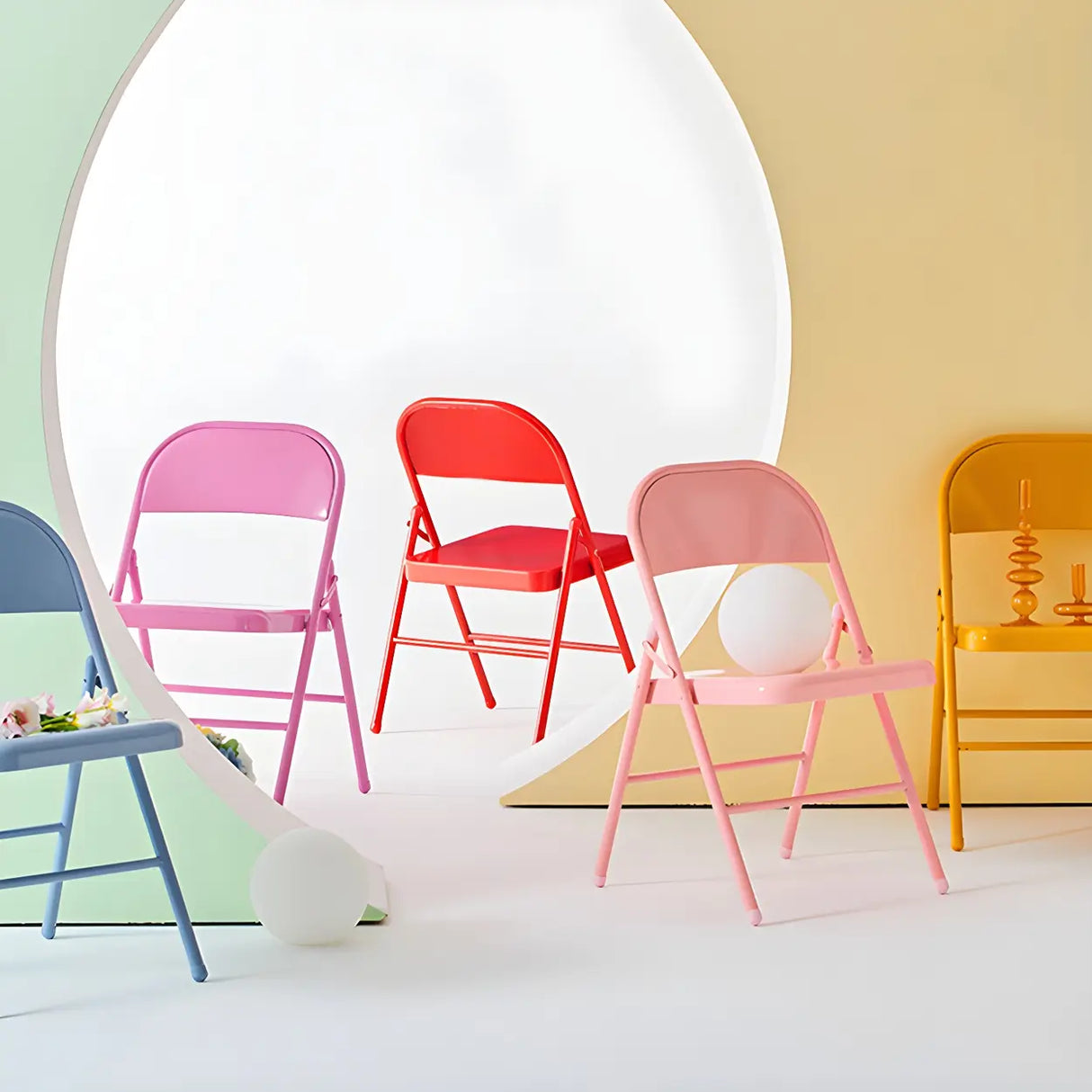 Vibrant Colorful Ergonomic Folding Steel Office Chairs Image - 8
