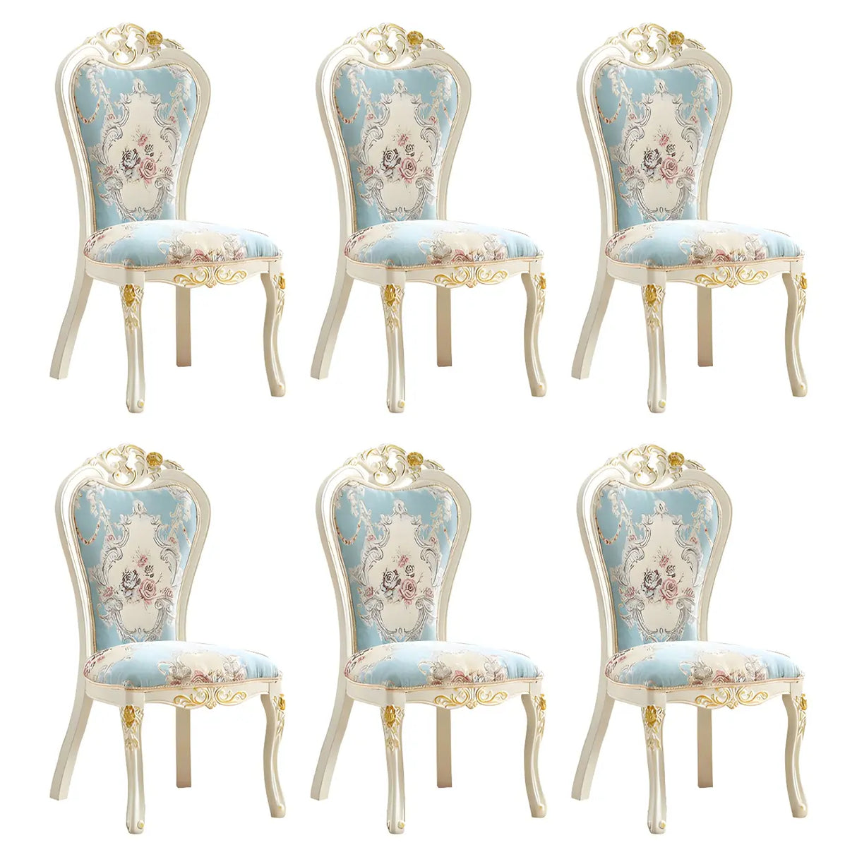 Victorian Apricot Birch Chenille Dining Side Chair Image - 11