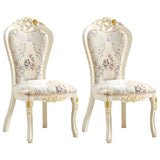Victorian Apricot Birch Chenille Dining Side Chair Image - 26