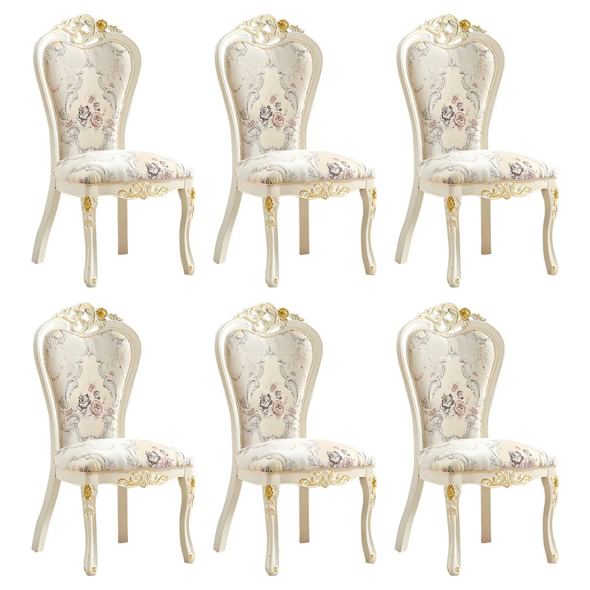 Victorian Apricot Birch Chenille Dining Side Chair Image - 28
