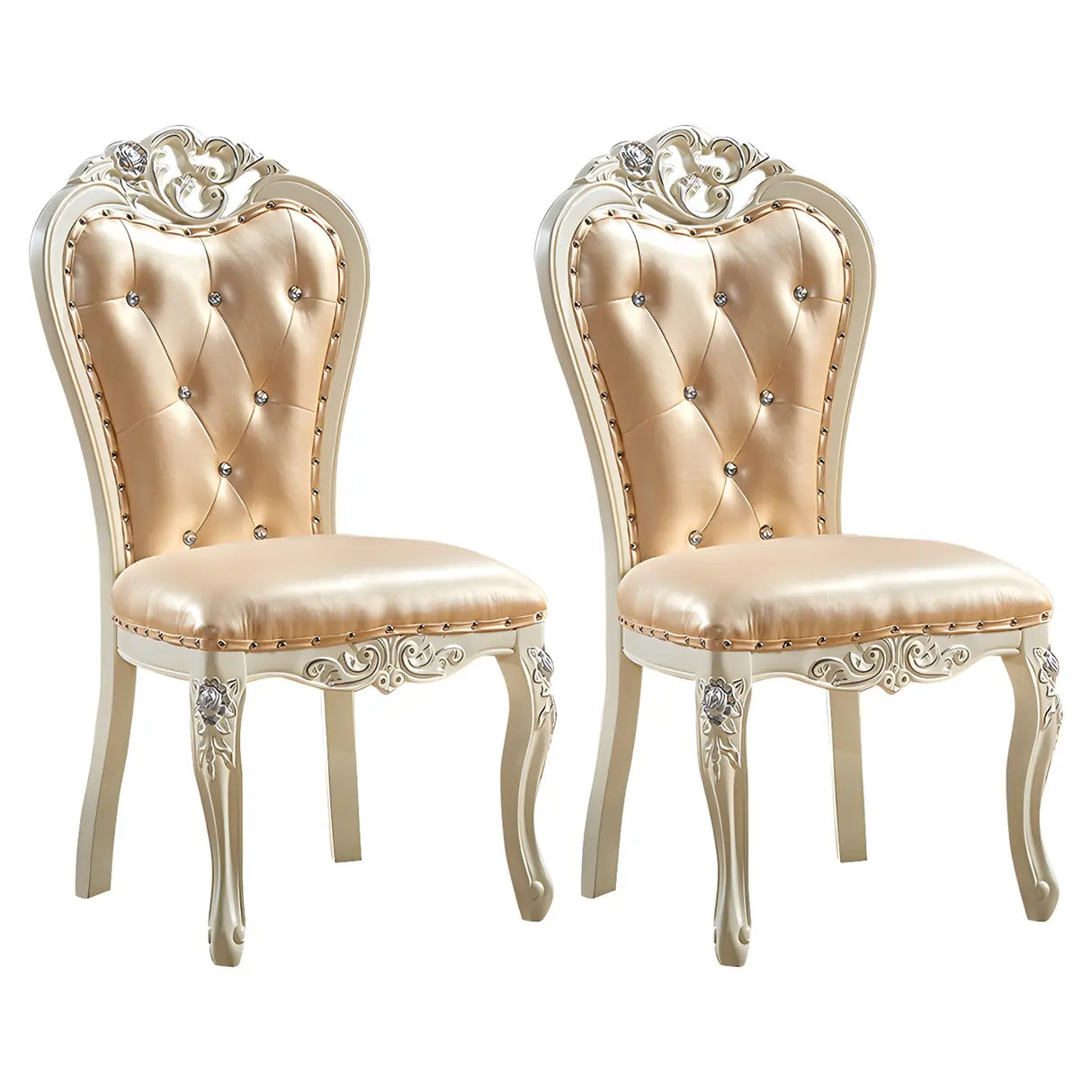 Victorian Apricot Birch Chenille Dining Side Chair Image - 29