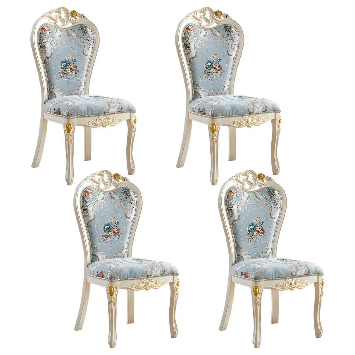 Victorian Apricot Birch Chenille Dining Side Chair Image - 3